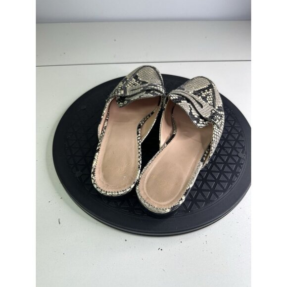 J.Crew Academy Embossed Leather Snakeskin Penny Loafer Mules Size 7 - Picture 6 of 9